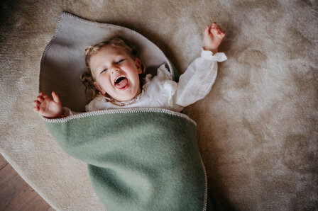 Toddler blanket Wool - duo agave &amp; cream