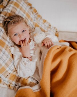 Toddler blanket Wool - duo amber &amp; cream