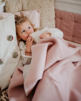 Baby blanket Wool - duo pink &amp; cream