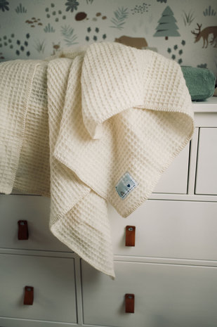 Baby blanket Wool - Off White waffle