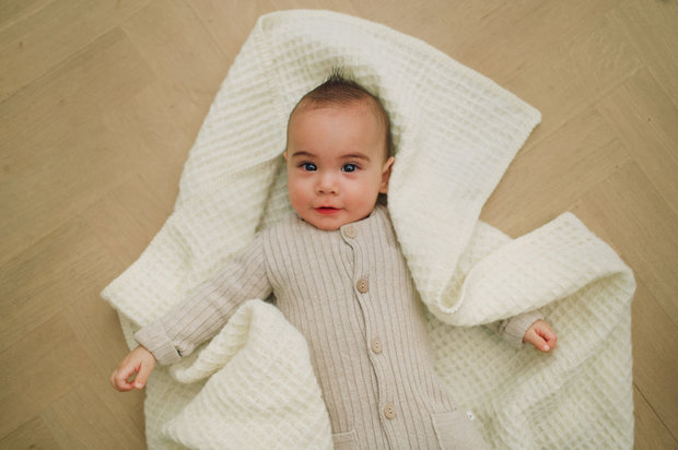 Toddler blanket Waffle Wool - Off White