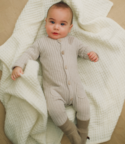Baby blanket Wool - Off White waffle