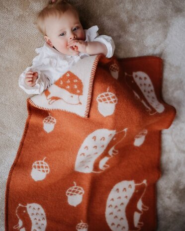 Baby blanket Wool - Hedgehog Terracotta