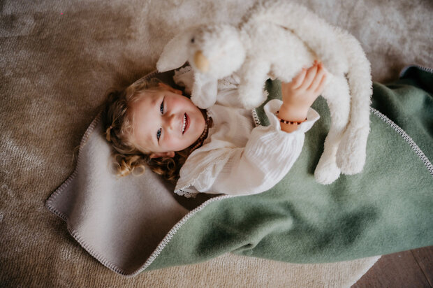 Toddler blanket Wool - duo agave & cream