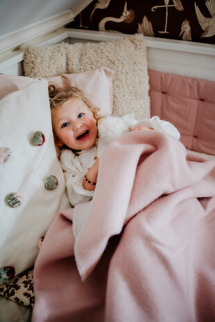 Toddler blanket Wool - duo pink & cream