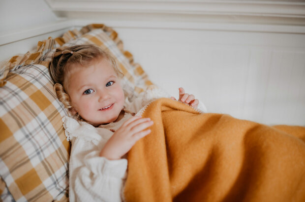 Toddler blanket Wool - duo amber & cream