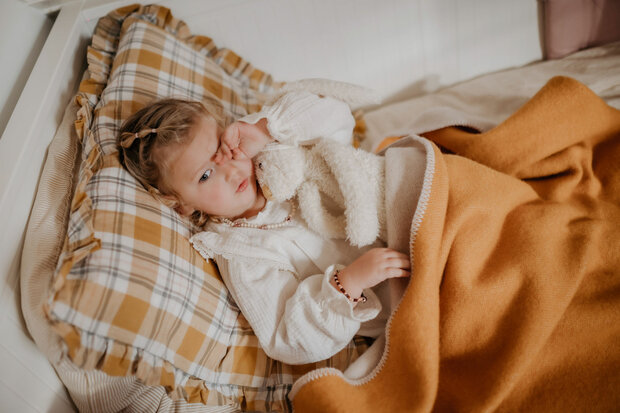 Toddler blanket Wool - duo amber & cream