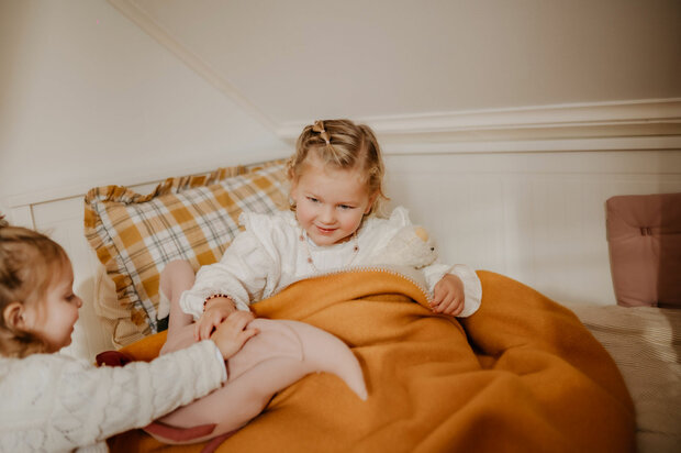 Toddler blanket Wool - duo amber & cream