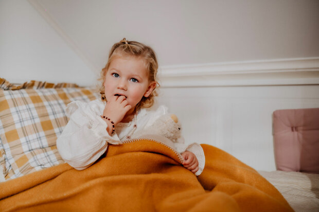 Toddler blanket Wool - duo amber & cream