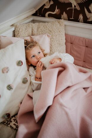 Baby blanket Wool - duo pink & cream