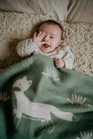 Baby blanket Wool - Fox Agave green